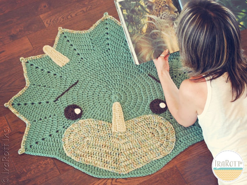 CROCHET PATTERN Triceratops Dinosaur Animal Rug image 3