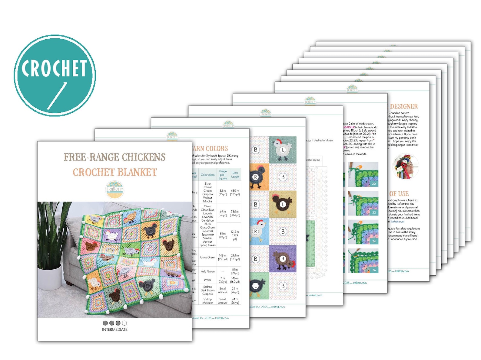 CROCHET PATTERN Free-range Chickens Blanket - Etsy