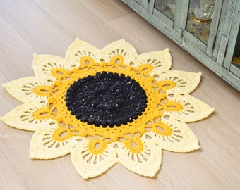 CROCHET PATTERN Sunflower Power Doily Rug
