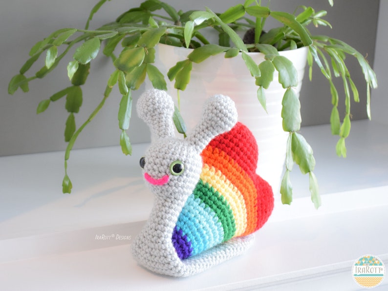 CROCHET PATTERN Cupid The Love Snail With Heart Amigurumi Toy image 6