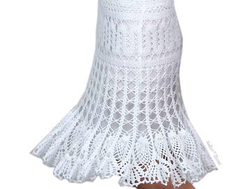 CROCHET PATTERN Bruges Waves Pineapple Lace Skirt