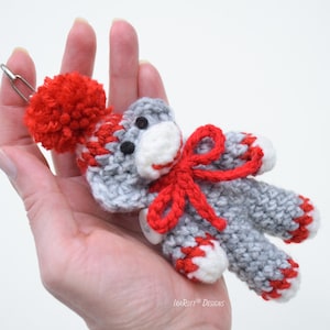 CROCHET PATTERN Spunky The Tiny Sock Monkey Keychain image 1