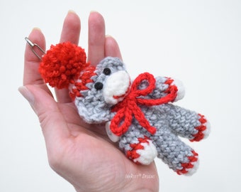 CROCHET PATTERN Spunky The Tiny Sock Monkey Keychain