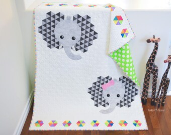 QUILTING PATTERN Josefina and Jeffery Elephant Quilt