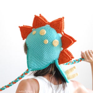 CROCHET PATTERN Spiky the Stegosaurus Dinosaur Hat image 1