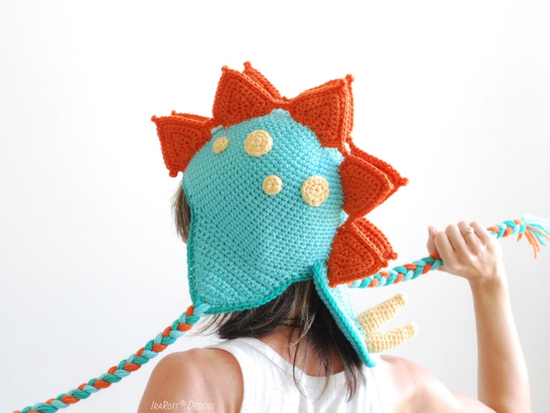 Dinosaur Hat Crochet Pattern PDF – Stegosaurus Dino Hat, Baby to Adult Sizes image 1