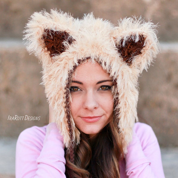 CROCHET PATTERN Furry Foxy Cat Hat Bonnet