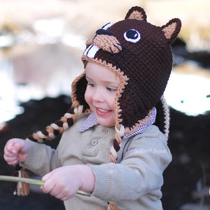 CROCHET PATTERN Justin The Canadian Beaver Animal Hat imagen 5