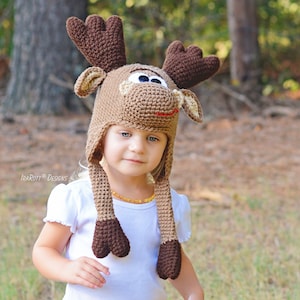 CROCHET PATTERN Eh Moose Animal Hat image 1