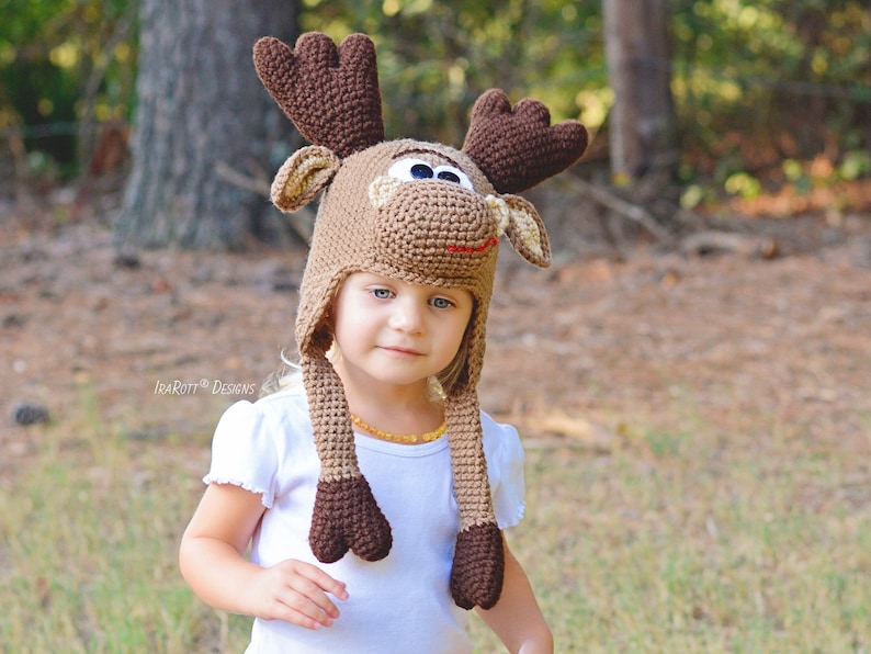 CROCHET PATTERN Eh Moose Animal Hat image 1