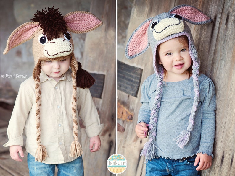 CROCHET PATTERN Funky Donkey Hat with Tail image 5