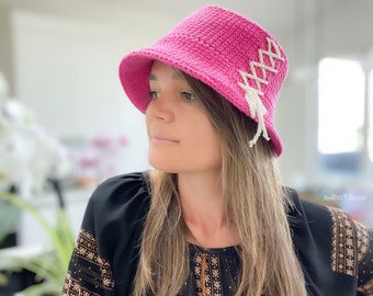 Cotton Bucket Hat Crochet Pattern PDF – Summer Sun Hat, Baby to Adult Sizes