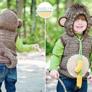 CROCHET PATTERN Chip The Banana Monkey Vest image 4