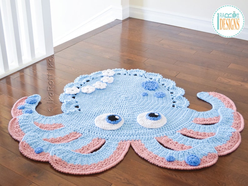 CROCHET PATTERN Inky the Octopus Animal Rug image 4