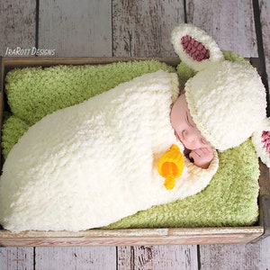 CROCHET PATTERN Baa-Baa Baby Lamb Hat and Cocoon Set