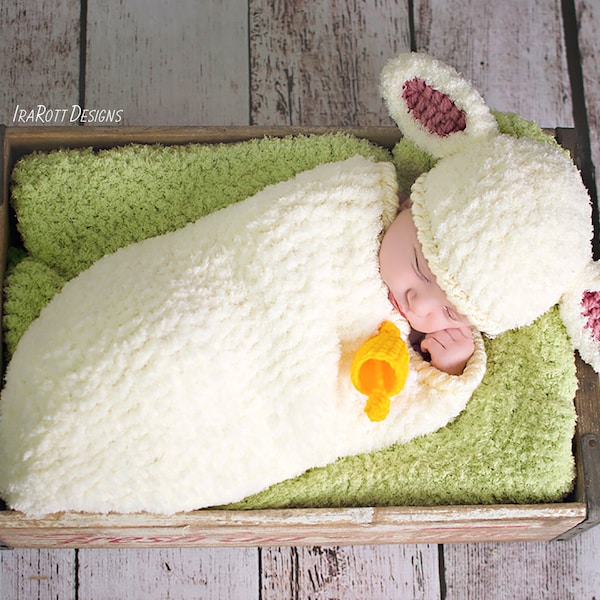 CROCHET PATTERN Baa-Baa Baby Lamb Hat and Cocoon Set