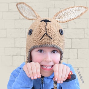 CROCHET PATTERN Kangaroo Joey Animal Hat image 1