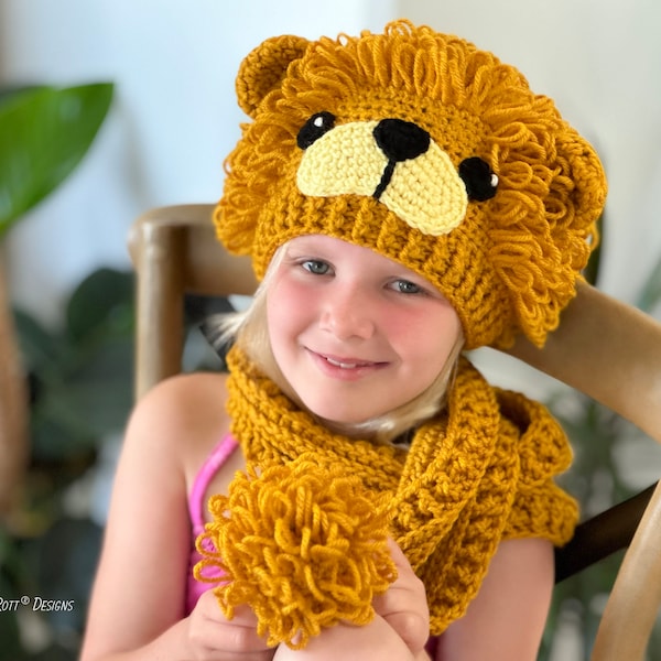 CROCHET PATTERN The Roaring Lion Hat and Scarf