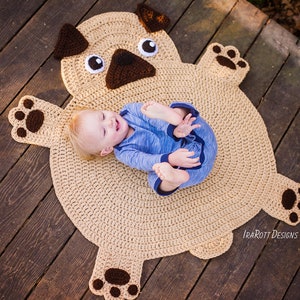 CROCHET PATTERN The Pugfect Pug Puppy Dog Animal Rug