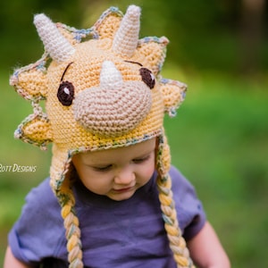 CROCHET PATTERN Tops The Triceratops Dinosaur Hat image 1