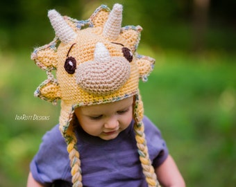 CROCHET PATTERN Tops The Triceratops Dinosaur Hat