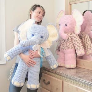 CROCHET PATTERN Josefina and Jeffery Big Amigurumi Elephants Amigurumi image 1