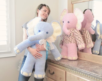 CROCHET PATTERN  Josefina and Jeffery Big Amigurumi Elephants Amigurumi