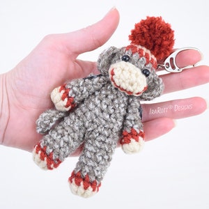 CROCHET PATTERN Spunky The Tiny Sock Monkey Keychain image 5