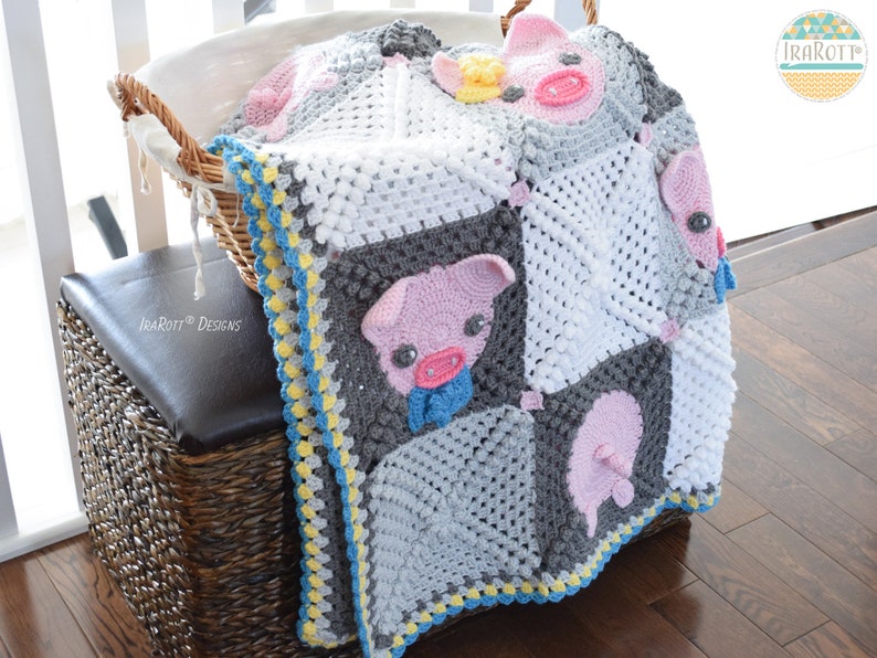 CROCHET PATTERN Pinky The Piggy Blanket image 7