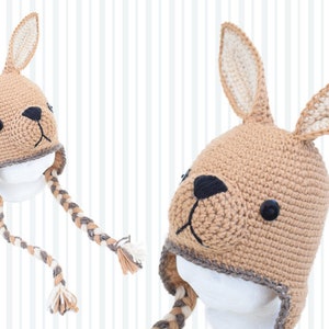 CROCHET PATTERN Kangaroo Joey Animal Hat image 4