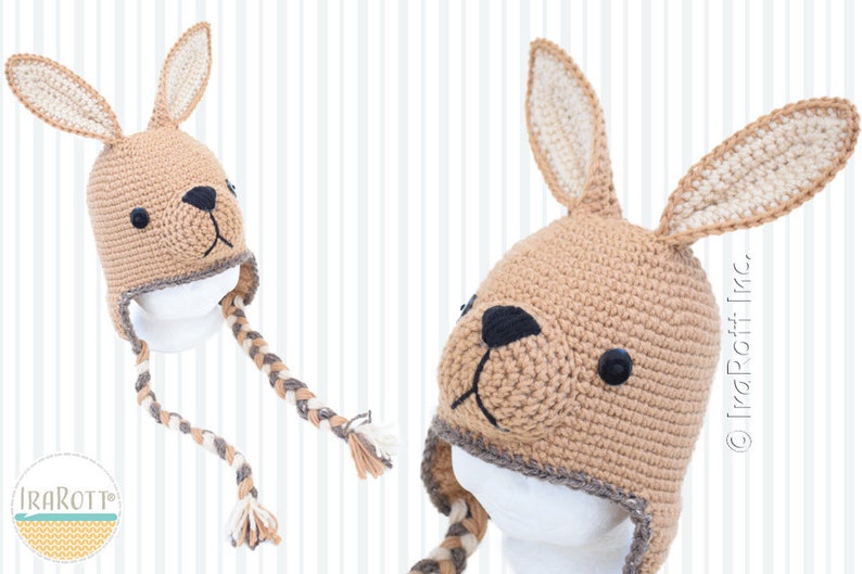 CROCHET PATTERN Kangaroo Joey Animal Hat image 4