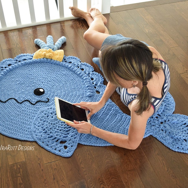 CROCHET PATTERN Joyce and Justin Whale Animal Rug