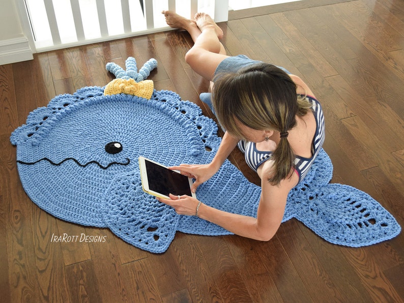 CROCHET PATTERN Joyce and Justin Whale Animal Rug image 1