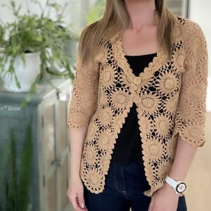 Lace Cardigan Crochet Pattern PDF – Women’s Summer Lightweight Cardigan, XS–6XL