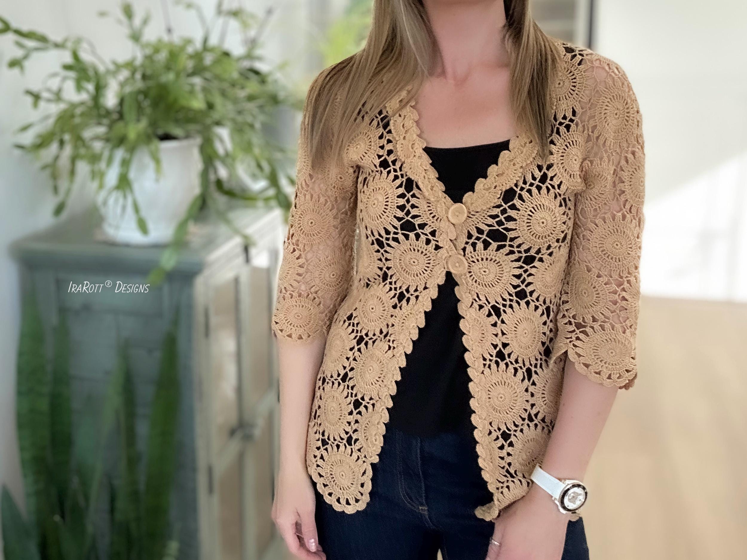 新品未使用　Crochet Lace Cardigan Lace Cardigan Crochet Pattern PDF – Women's Summer Lightweight