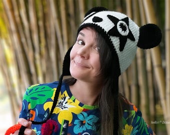 CROCHET PATTERN Amanda the Rock-n-Roll Panda Hat