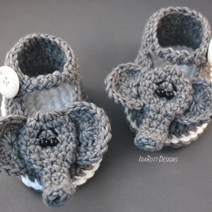 CROCHET PATTERN Jeffery the Elephant Double Sole Baby Booties