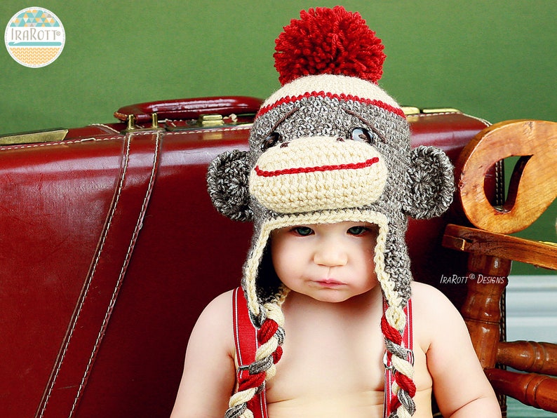 CROCHET PATTERN Spunky The Sock Monkey Hat image 7