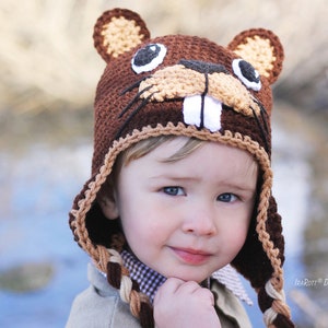 CROCHET PATTERN Justin The Canadian Beaver Animal Hat imagen 6