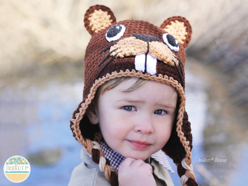 CROCHET PATTERN Justin The Canadian Beaver Animal Hat imagen 6