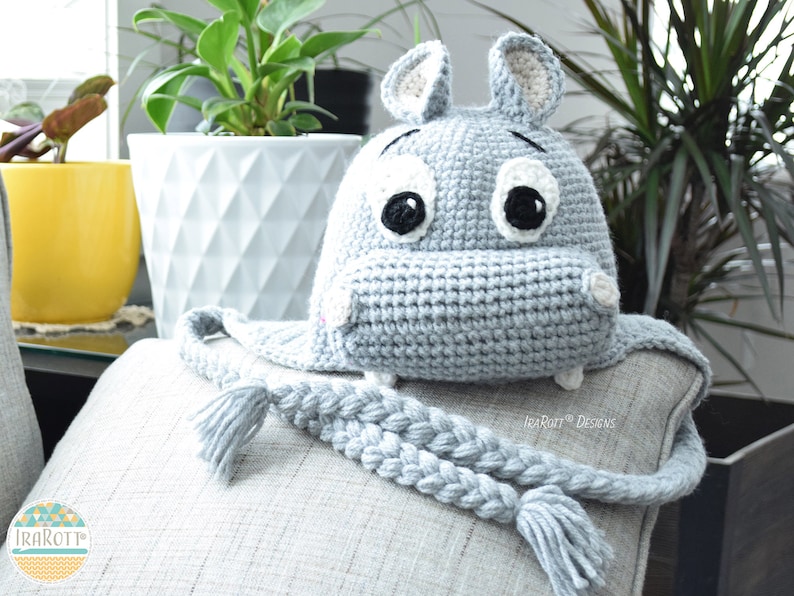 CROCHET PATTERN Happy Hippo the Hippopotamus Animal Hat image 5