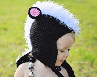 CROCHET PATTERN Daisy the Skunk Animal Hat