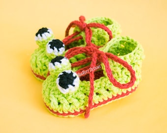 CROCHET PATTERN Crazy Eyes Double Sole Baby Frog Booties