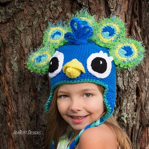 CROCHET PATTERN Pavo the Peacock Animal Hat image 1