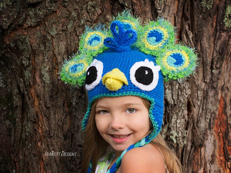 CROCHET PATTERN Pavo the Peacock Animal Hat image 1