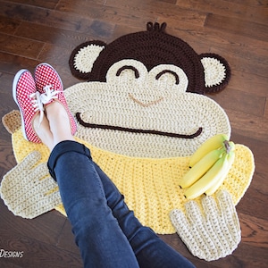 CROCHET PATTERN Chimpanzee Banana Monkey Animal Rug