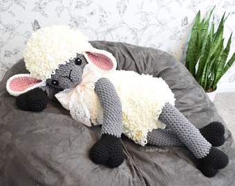 Sheep Amigurumi Crochet Pattern PDF, Giant Crochet Lamb Plush, Jumbo Stuffed Animal Toy