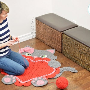 CROCHET PATTERN Kitty Cat Heart Animal Rug image 3