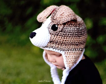 CROCHET PATTERN Buddy the Jack Russell Terrier Hat