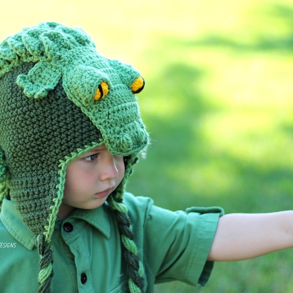 CROCHET PATTERN Snappy Simon The Crocodile Animal Hat